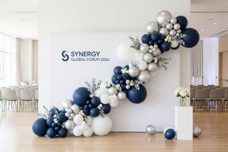 A full event backdrop styled by The Balloon Stylist