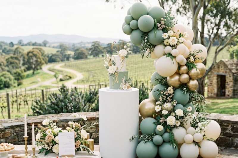 A styled dessert table and florals by The Balloon Stylist