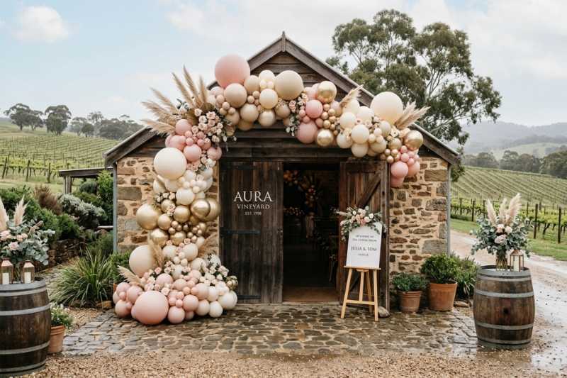 A full event backdrop styled by The Balloon Stylist
