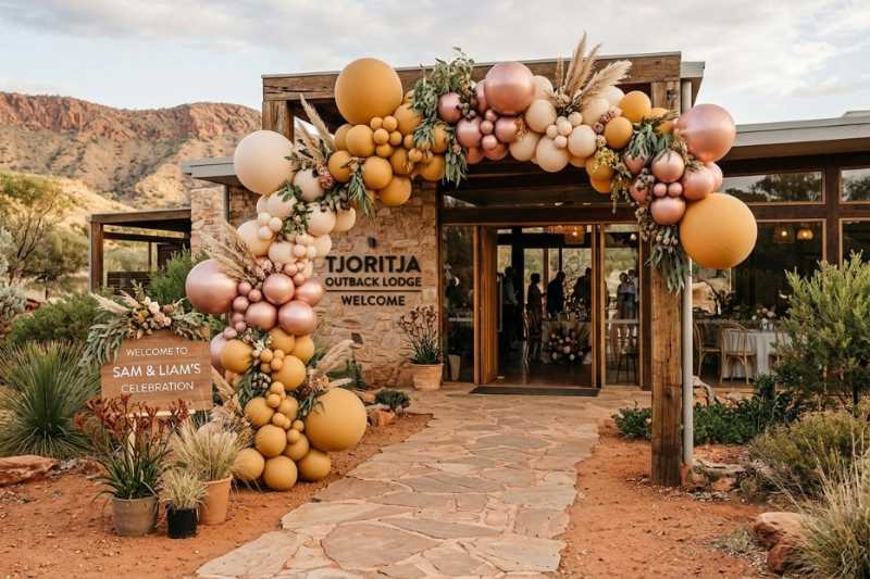 A balloon garland by The Balloon Stylist in Alice Springs