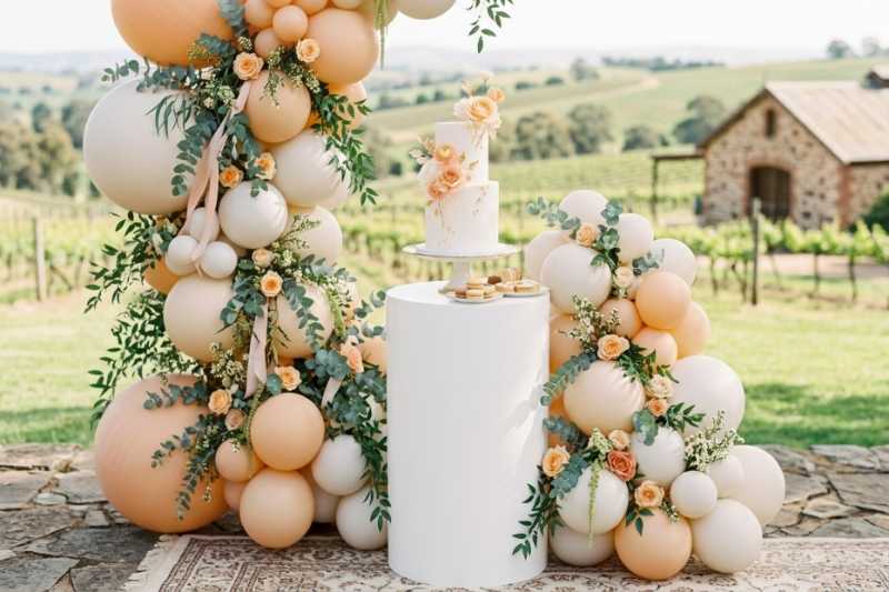 A styled dessert table and florals by The Balloon Stylist