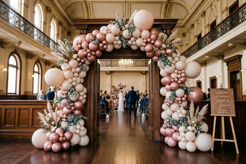 A balloon garland by The Balloon Stylist in Bendigo