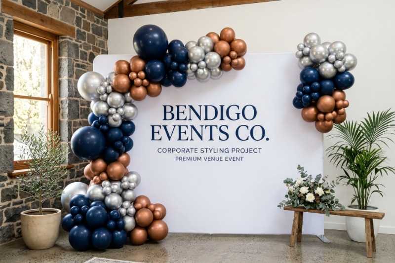A full event backdrop styled by The Balloon Stylist