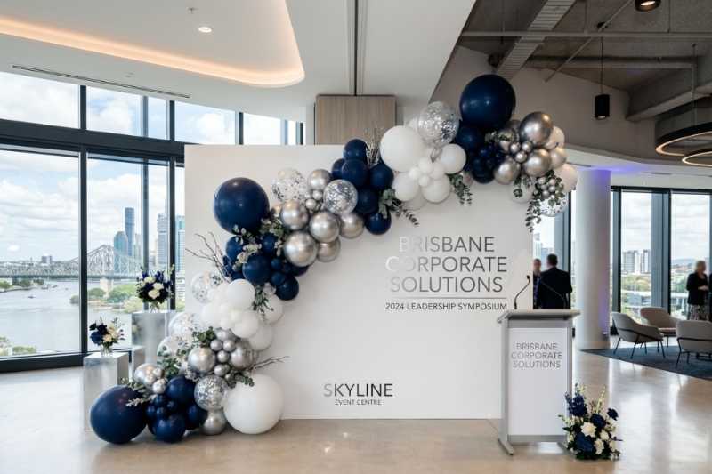 A full event backdrop styled by The Balloon Stylist