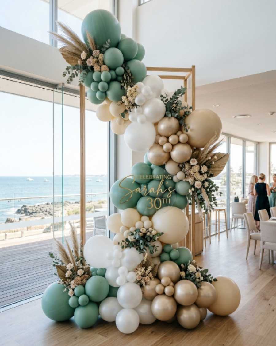 A balloon installation styled by The Balloon Stylist for an event in Bunbury