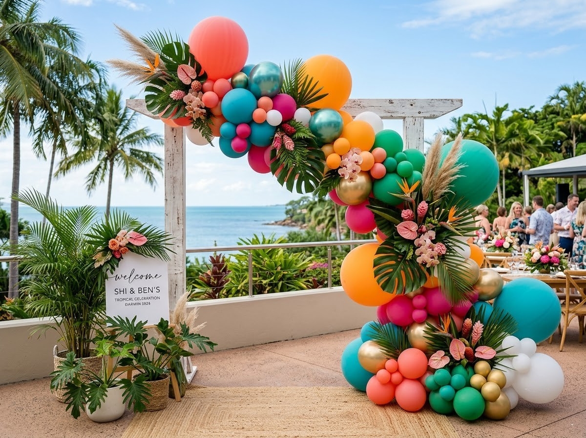 A balloon garland by The Balloon Stylist in Darwin