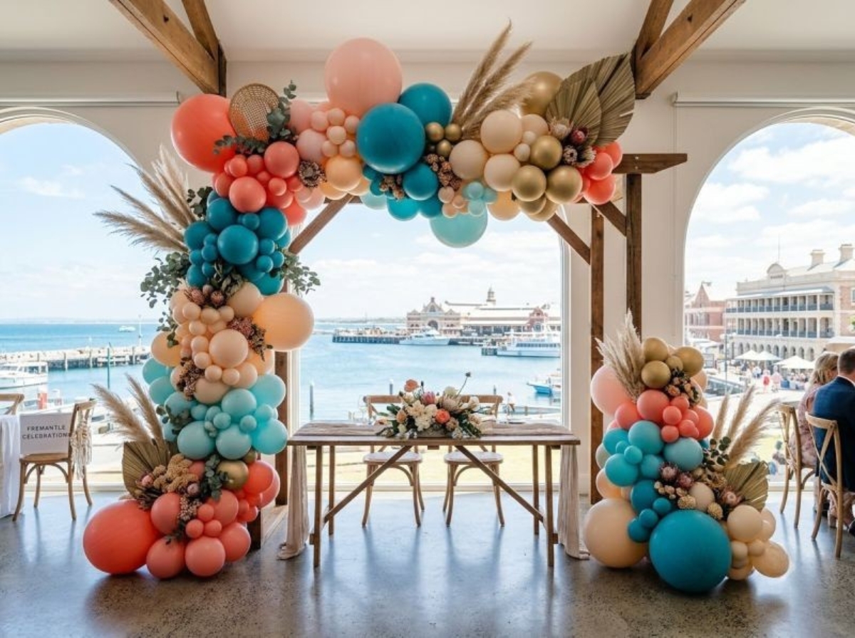 A balloon garland by The Balloon Stylist in Fremantle