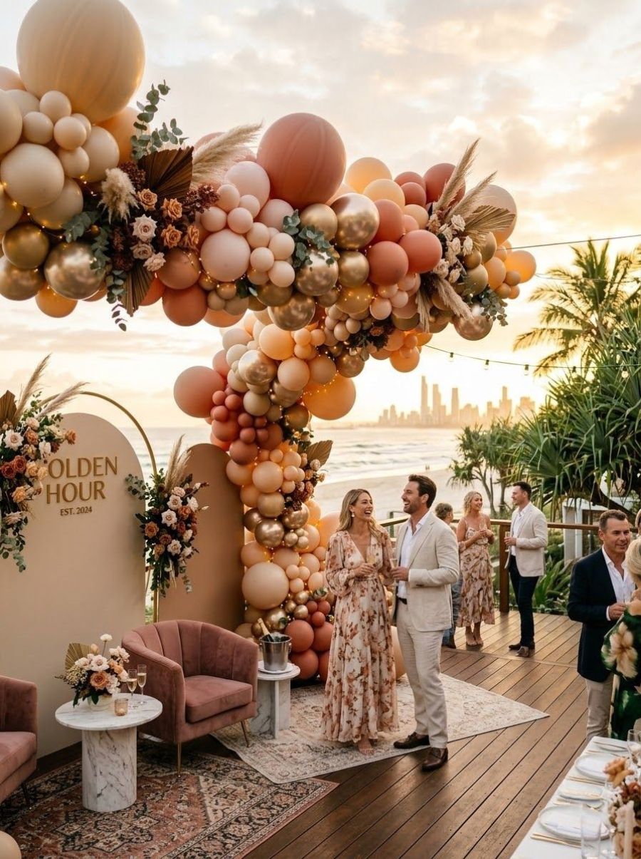 A balloon installation styled by The Balloon Stylist for an event on the Gold Coast