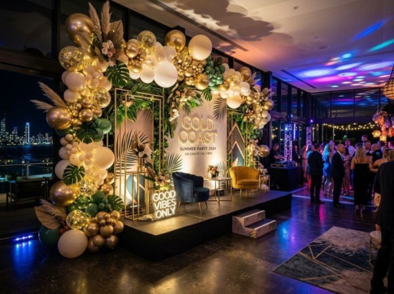 A full event backdrop styled by The Balloon Stylist