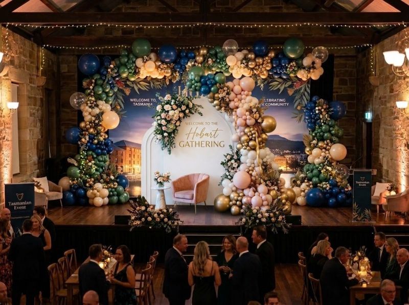 A full event backdrop styled by The Balloon Stylist