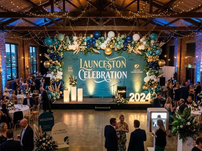 A full event backdrop styled by The Balloon Stylist