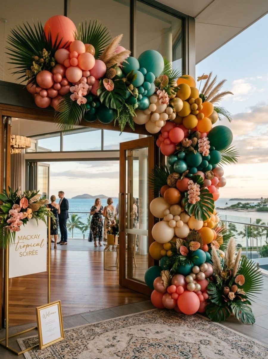 A balloon installation styled by The Balloon Stylist for an event in Mackay