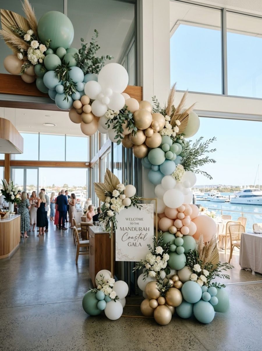 A balloon installation styled by The Balloon Stylist for an event in Mandurah