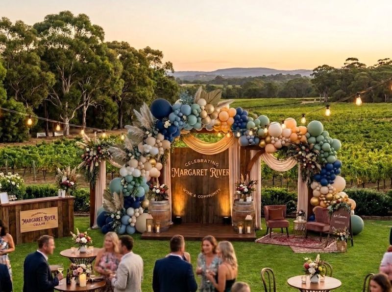 A full event backdrop styled by The Balloon Stylist