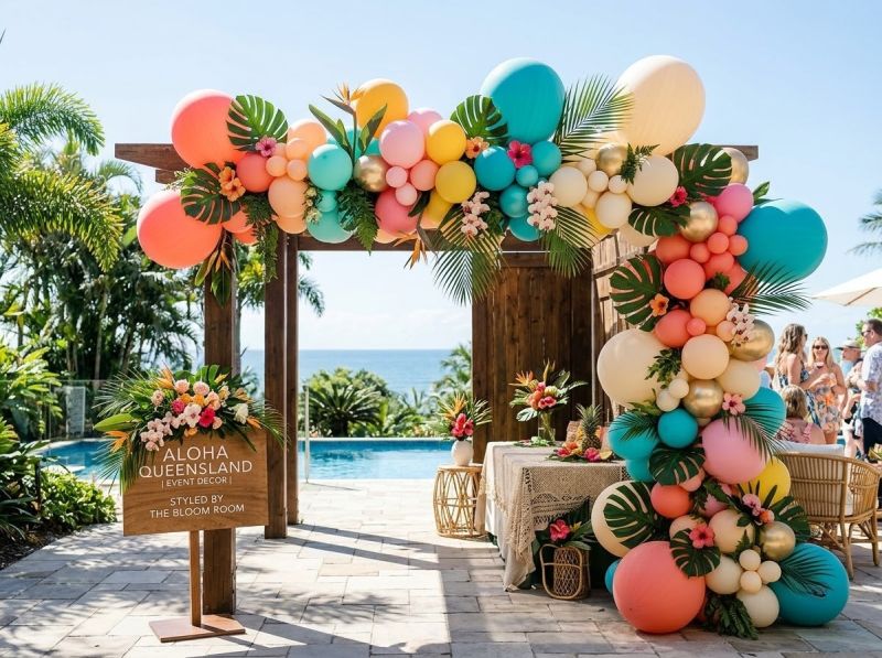 A balloon garland by The Balloon Stylist in Queensland