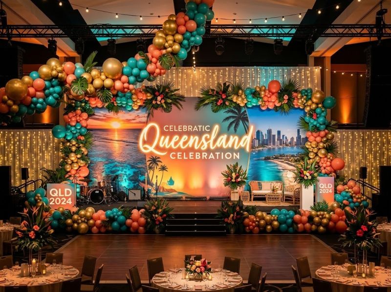A full event backdrop styled by The Balloon Stylist