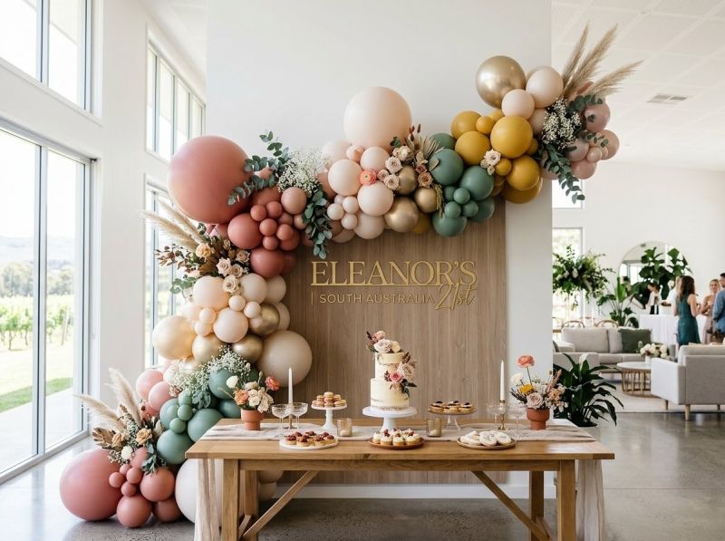 A balloon garland by The Balloon Stylist in South Australia