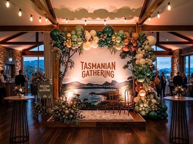 A full event backdrop styled by The Balloon Stylist