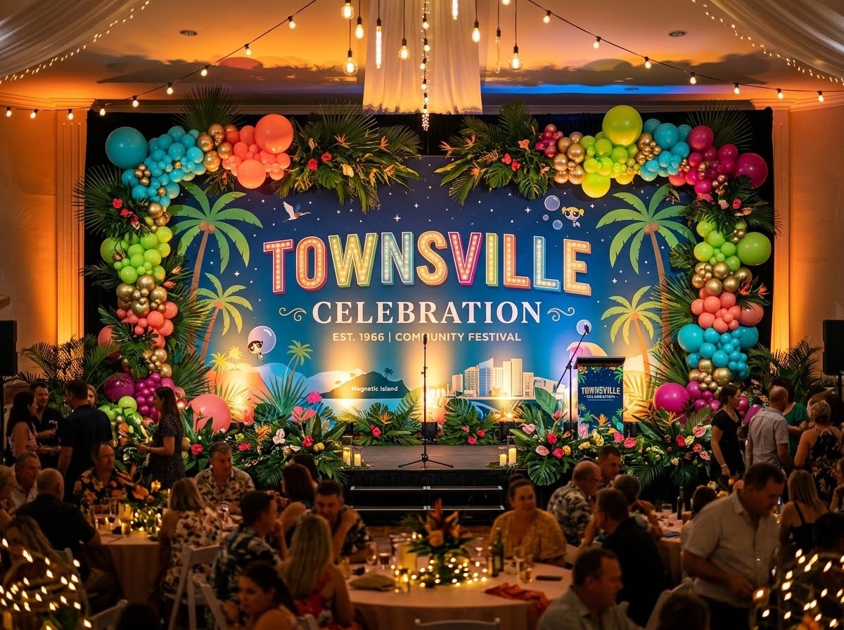 A full event backdrop styled by The Balloon Stylist