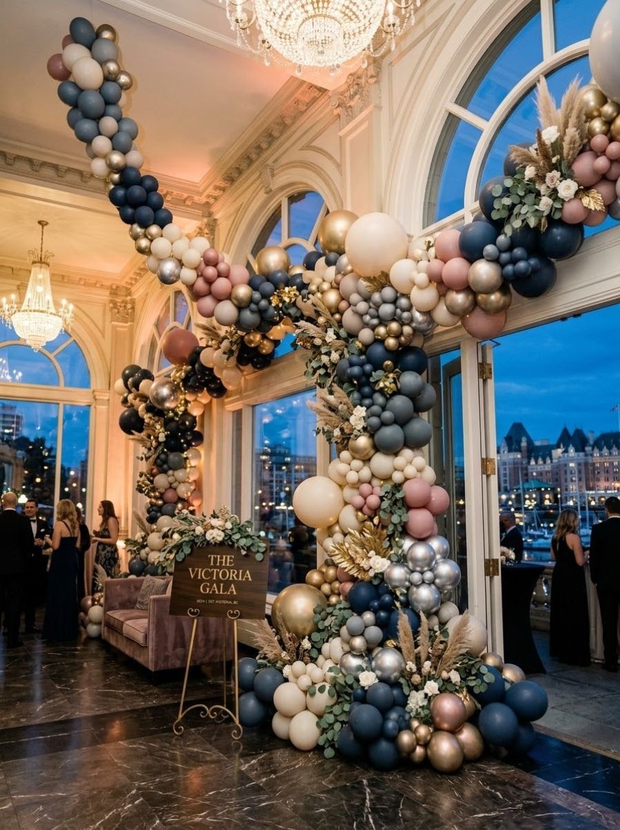 A balloon installation styled by The Balloon Stylist for an event in Victoria
