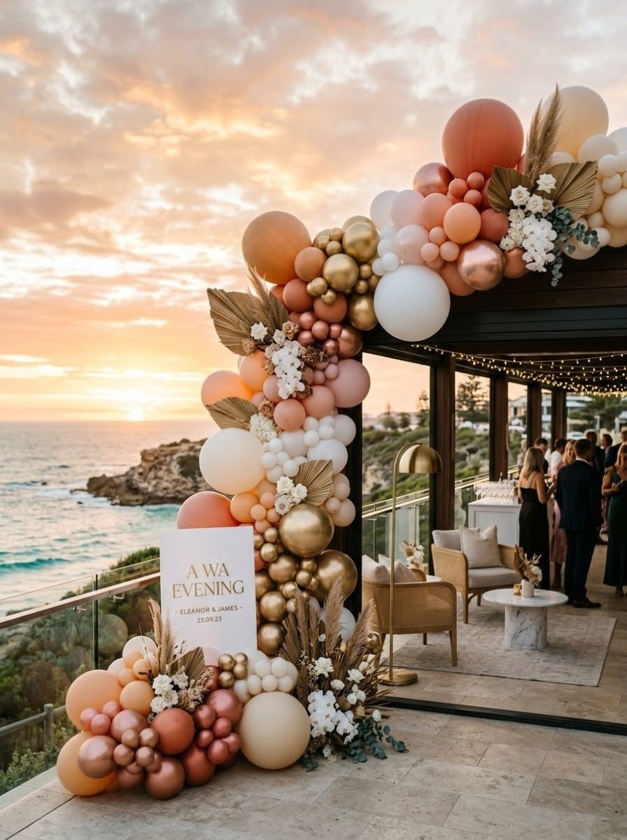 A balloon installation styled by The Balloon Stylist for an event in Western Australia