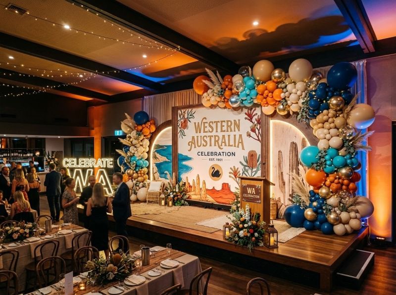 A full event backdrop styled by The Balloon Stylist